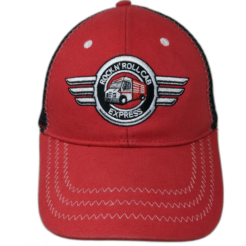 Snap-on Baseball Cap Red One Size Trucker Mesh Rock N Roll Cab Express Patch Hat